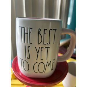 RAE DUNN THE BEST IS YET TO COME COFFEE/TEA MUG WITH PINK HANDLE AND PINK INTERI